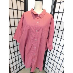 Haband Mens Short Sleeve Button Up Pink 4X